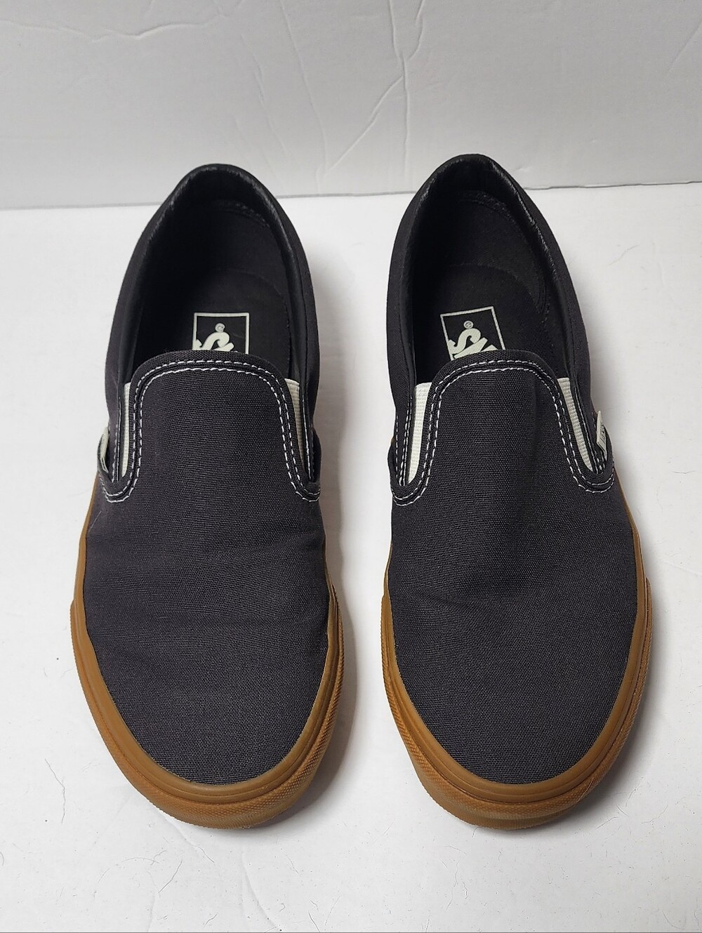Vans Classic Slip On Gum Faded Black  Canvas Upper Rubber Sole Mens Size 9